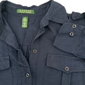 Lauren Ralph‎ Lauren Navy Blue Long Sleeve Jumpsuit Size 8 Women's